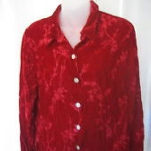 Jaclyn Smith Burned Velvet Long Sleeved Blouse